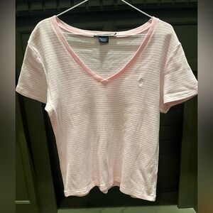 Ralph Lauren Sport Light Pink Striped V-Neck Tee